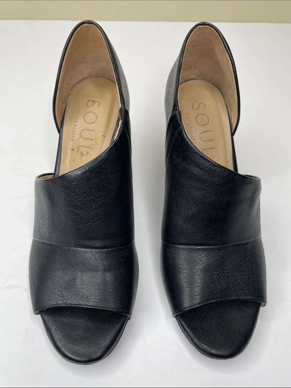 SOUL NATURALIZER Black Faux Leather CHLOE Block Heel Open Toe Sandal Bootie 6.5